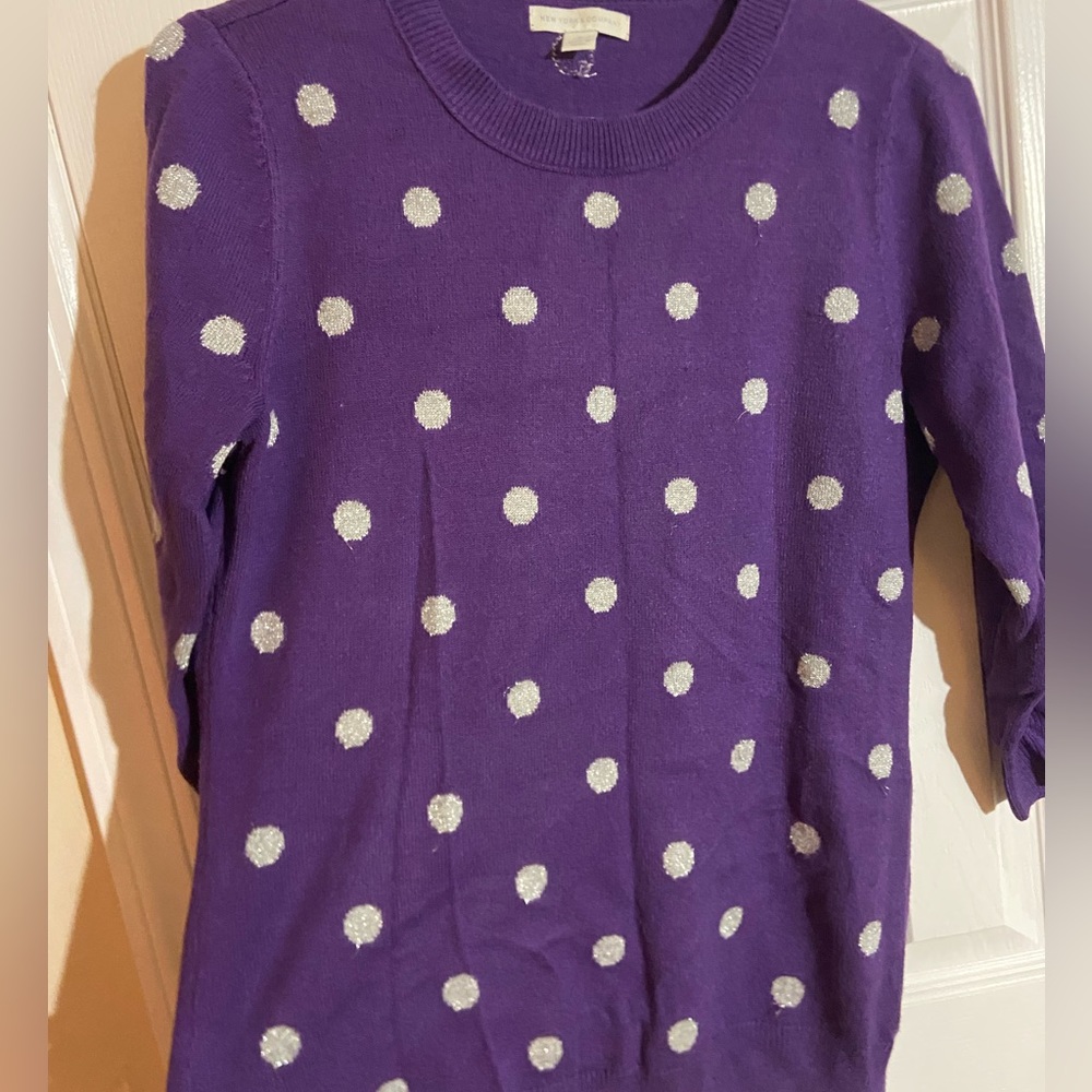 Purple & Silver Polka Dot Sweater